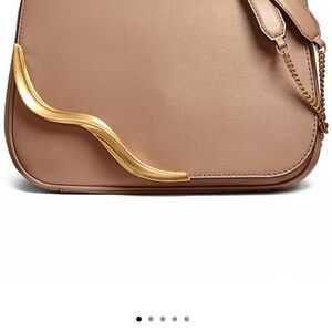 Donna Karan Tan Shoulder Bag with Gold Detail